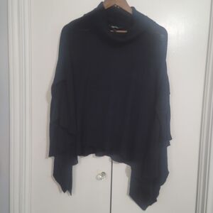 Dark Navy Poncho Sweater - Women